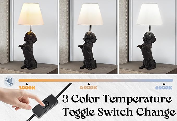 Black Dachshund Dog Table Lamp Creative Puppy Resin Desk Lamp Farmhouse Dachshund Pet Animals Nightstand Lamp for Bedroom Living Room Children’s Room Office Cafe - Bloomnest