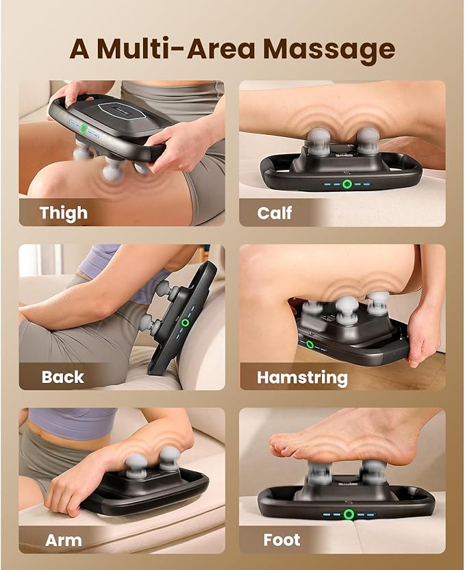 BOB AND BRAD A1 4-Head Massage Gun Deep Tissue, FSA Eligible/HSA Eligible, 4X Pain Relief Efficiency, Replaceable Massager Heads & Plate, Electric Percussion Massage Gun Tool for Back, Leg, Muscle - Bloomnest