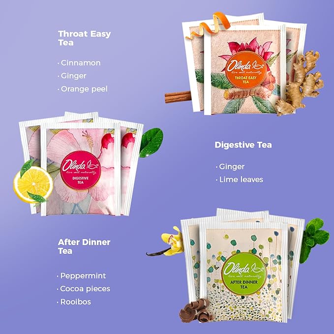 Olinda Relax Tea Sampler Herbal Gift Box 45 Count Assorted Wellness Tea Set 9 Calming Herbal Tea Bags Thoughtful Variety Pack for Stress Relief & Sleep Caffeine Free Birthday Gift for Women - Bloomnest