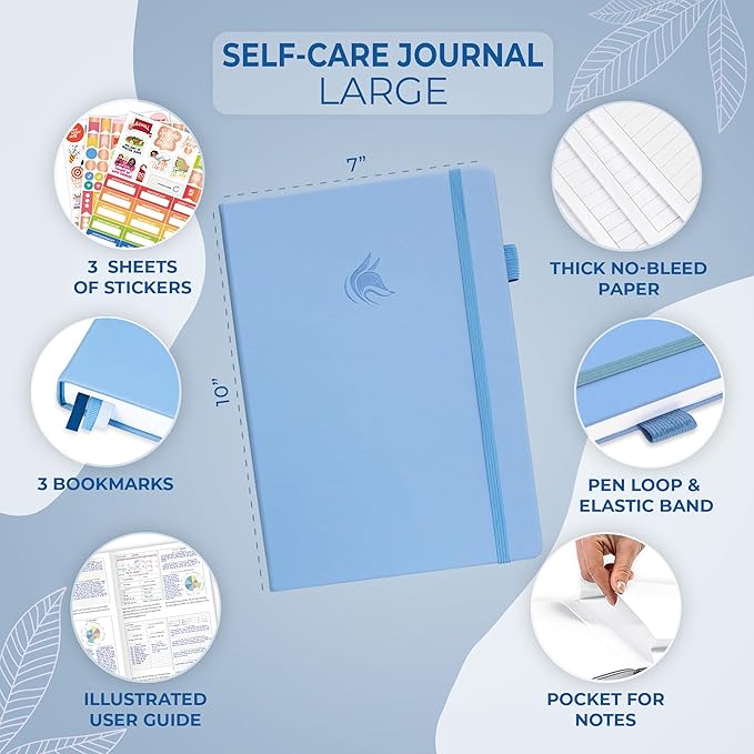 Clever Fox Self-Care Journal – Wellness & Daily Reflection Notebook – Mental Health & Personal Development – Self-Care, Meditation & Mood Journal for Women & Men – Large (Periwinkle) - Bloomnest