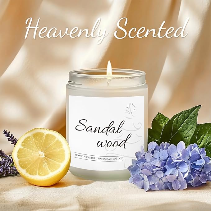 MOASITN Sandalwood Scented Candles for Home| Cedar,Sandalwood,Musk Scented Soy Candle| Handmade Longlasting Aromatherapy Candle| Jar Candel Gift for Women,Men for Spring,Birthday,Relaxing|7oz - Bloomnest