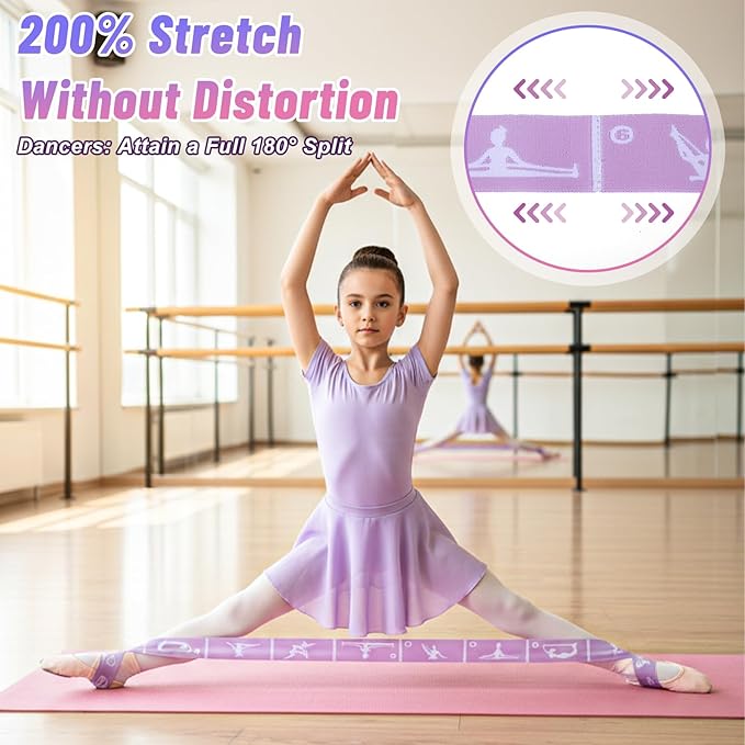 2Pcs Adjustable Kids Dance Stretch Bands for Children Gymnastics, Stretching Strap Kids Stretching Bands, 8 Loops Adjustable Exercise Training Resistance Strap for Dance Training & Flexibility - Bloomnest