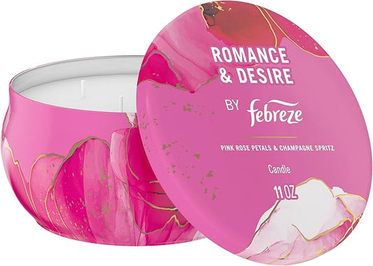 Febreze Scented Candle, Romance & Desire Scent, 11 oz 4 Wick Candle, Single Pack - Bloomnest