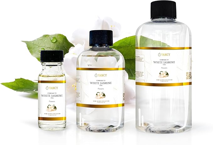 YANCY White Jasmine Luxury Collection Fragrance Oil (8 oz), Delicate Floral Aroma, Ideal for Diffusers, Oil Burners & Aroma Lamps, Elegant Scent for a Peaceful Mood YancySpa