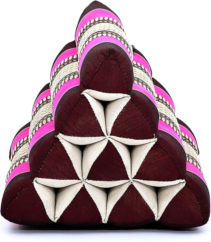 Leewadee Triangle Cushion – Comfortable Backrest for TV or Reading, Incline Pillow for Relaxing Made of Kapok, 20 x 13 x 13 inches, Auburn Pink - Bloomnest