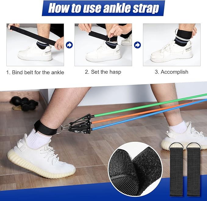 Resistance Bands Set, Himaly Exercise Bands Strength Training Fitness Bands Workout Elastic Bands with Legs Ankle Straps, Door Anchor, Handles & Carry Bag for Home Outdoor Workouts - Bloomnest