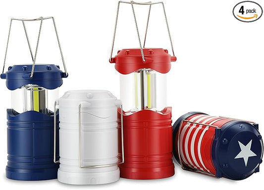 Lichamp LED Camping Lantern, 4 Pack Battery Powered Flashlight for Power Outages, Portable Collapsible Hanging Light Essential for Home, Outdoor, Emergency Lamp Survival Kit Gear for Hurricane, C2 - Bloomnest