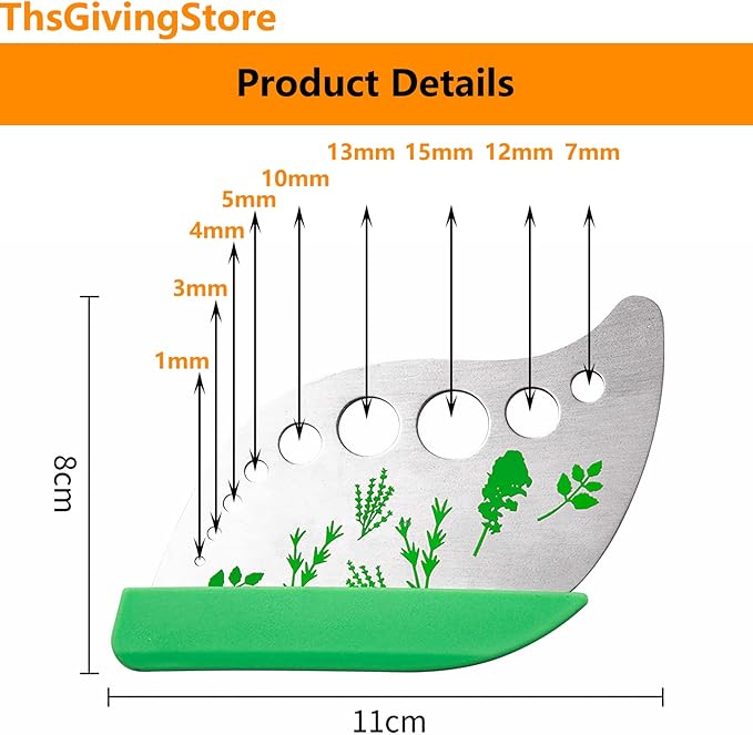 9 Holes Herb Leaf Stripper Tool, 304 Stainless Steel Kitchen Herb Leaf Stripping Tool, Fresh Herb Chopper, Remover Leaf Tool for Chard, Collard Greens, Parsley, Basil, Taragon, Thym - Bloomnest