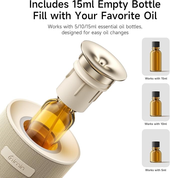 Auto-Start/Stop 2-in-1 Car Diffuser, Waterless Essential Oil Diffuser & Auto Air Freshener for Home Aromatherapy, Cordless Adjustable Fragrance Diffuser Compatible with 5/10/15ml Bottles - Bloomnest