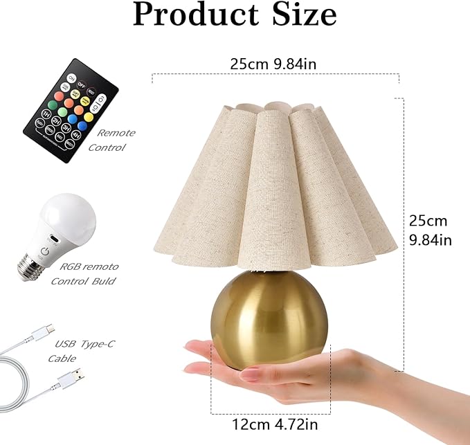 Rechargeable Crodless Small Table Lamp, Battery Operated Remote Control Gold Mini Table Lamps for Bedroom Nightstand, Cute Small Table Lamp for Small Spaces for Kitchen Counter, Bookshelf - Bloomnest