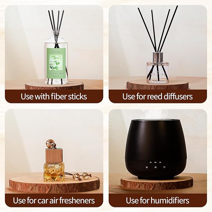 White Gardenia Jasmine Diffuser with 20 Black Fiber Sticks, 6.7 oz Diffusers for Home Essentials Bathroom,Last up to 60 Days - Bloomnest