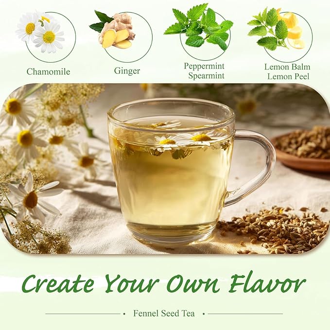 WT WEETEE Fennel Tea Bags 100 Count, 100% Natural & Pure Fennel Seeds Tea, Smooth & Sweet, No Sugar, Caffeine-Free - Bloomnest