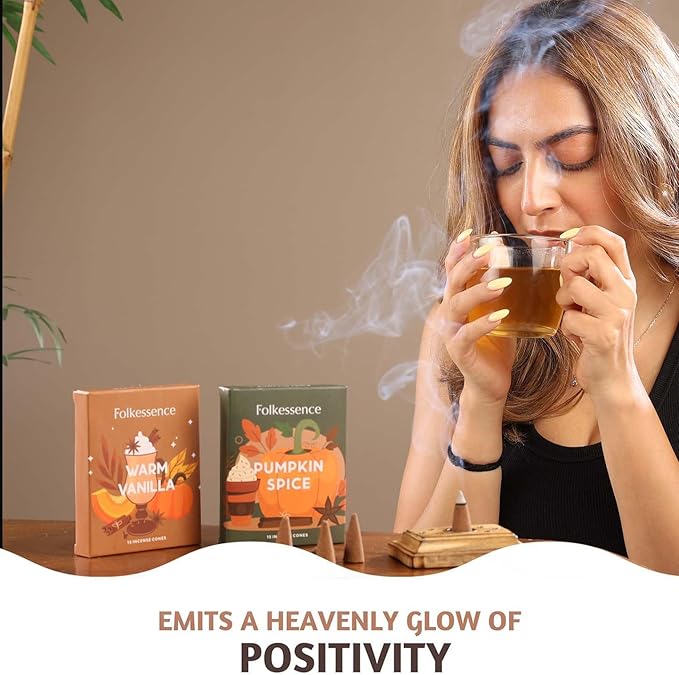 Folkulture Incense Cone Scented | Set of 2 (30) Fall Incense Cones, Dual Set | Pumpkin Spice Inscents, Fall Scents or Inscents-Cones for Relaxation | Fall Essentials for Meditation