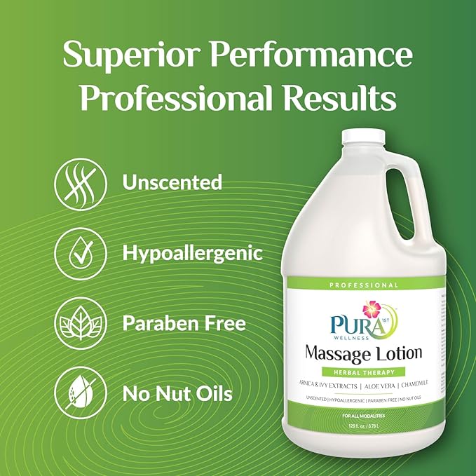 Wellness Professional Herbal Massage Lotion, 128oz, Hypoallergenic Formula for Muscle Relief, Professional Deep Tissue Therapy, Unscented Massage Lotion for Physical Therapy Recovery - Bloomnest