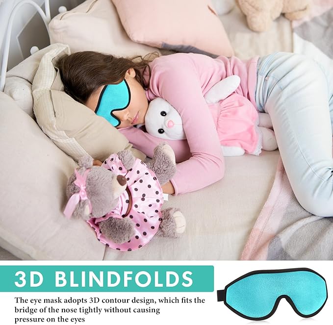 Coume Sleep Mask for Kids 3D Sleeping Blindfold Memory Foam Contoured Eye Mask with Blocking Light with Adjustable Strap(Green) - Bloomnest