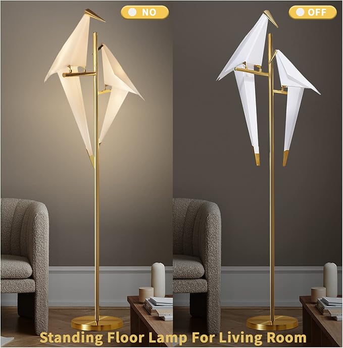 MORE CHANGE 68In Modern LED Floor Lamp, Bird Floor Light Gold Metal Fixtures for Living Room Bedroom Dinning Room Office (2 Birds) - Bloomnest
