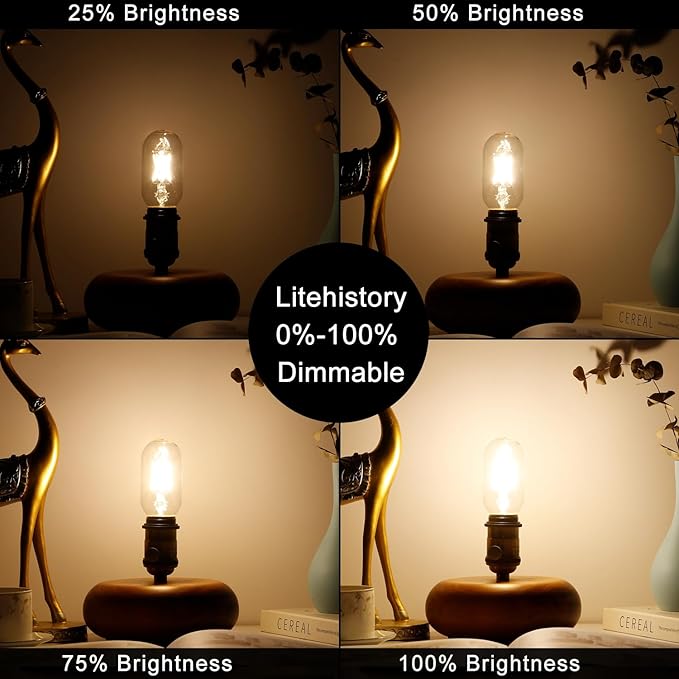 LiteHistory T45 LED Bulb,6W E26 LED Bulb Dimmable Equivalent E26 Bulb 60 Watt,Warm White 3000K E26 Edison Bulb,AC120V,600lm,CRI85,Clear Glass,Tubular Light Bulb,ETL Listed,Pack of 6 - Bloomnest