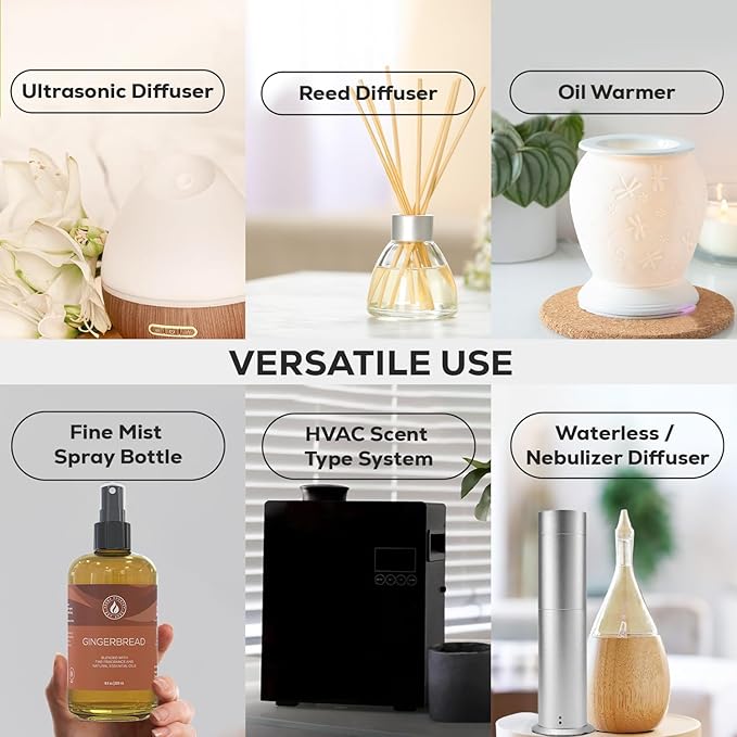 Aroma Country Gingerbread Diffuser Oil - Luxury Essential Oils for Diffuser Refill & Air Freshener Room Spray - Long-Lasting & Natural Home Fragrance, Gingerbread Scented Oil (8.5 Fl. oz) AromaCountry