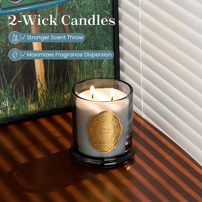 M&SENSE Verbena Basil Candles for Home Scented, 2 Wick 12.7oz Soy Wax Candles Non Toxic,70 Hours Long Burning,Luxury Candles Gift for Stress Relief, Meditation, Yoga - Bloomnest