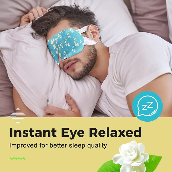 16-Pack Steam Eye Masks for Dry Eyes, Jasmine Warm Eye Mask for Tired Eyes, Relief Fatigue & Dark Circle, Heat Sleep Mask for Puffy Eye, Disposable Eye Mask, Warm Compress for Eyes, Travel Ready - Bloomnest