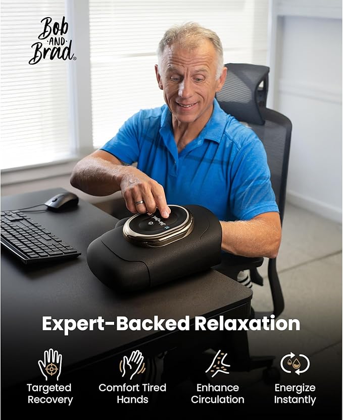 BOB AND BRAD Hand Massager with Heat and Compression, Individual Fingers, Cordless Portable HandSpa Pro Hand Massager for Arthritis and Carpal Tunnel, Pain Relief, 5 Intensity Settings - Bloomnest