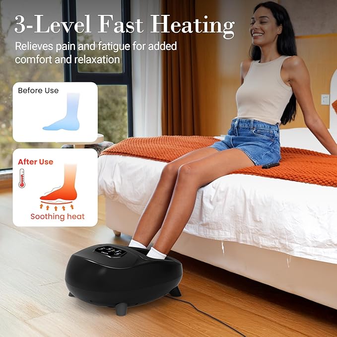 Foot Massager for Plantar Fasciitis, Upgraded Full Foot Shiatsu Massage, Remote Control Multi-Level Settings, Feet Massager for Neuropathy, Gifts for Men, Women, Fits Up to 14"