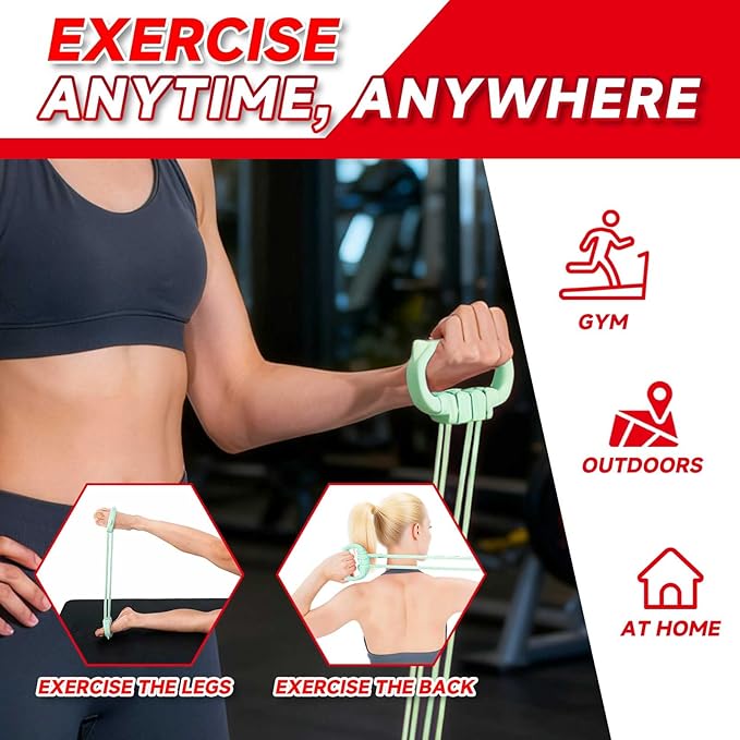 6 Gear Adjustable Resistance Bands, Fitness Resistance Bands Exercise Bands with Comfort Grips, Unisex, for Arms, Chest Extender, Home Workout, Fitness, Pilates - Bloomnest