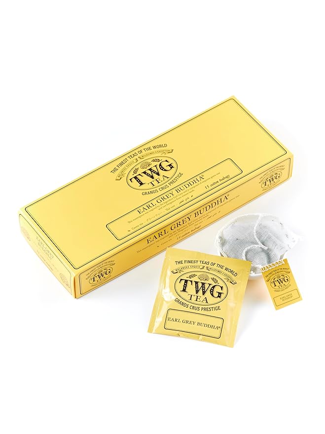 TWG Tea | Earl Grey Buddha | Green Tea | Bergamot & Rose Petals | 15 Hand Sewn Cotton Tea Bags | Gift Set - Bloomnest