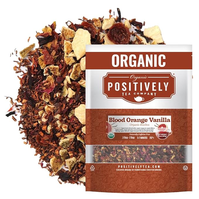 Organic Positively Tea Company, Blood Orange Vanilla Rooibos Tea, Loose Leaf, 16 Ounce - Bloomnest