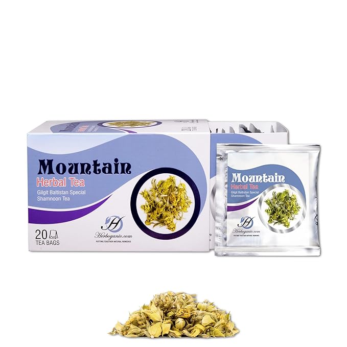 HERBOGANIC Mountain Herbal Tea - Digestion Support and Immune Boost | Refreshing and Delicious Blend | Natural Ingredients | 20 Tea Bags - Bloomnest