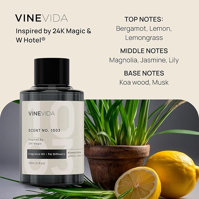 VINEVIDA (Pack of 4) Hotel Fragrance Collection Diffuser Oil - Hotel Scents Diffusers for Home - Cold Air Diffuser Oil - Hotel Scent Essential Oil, Diffuser Scents No. 1000, No.1001, No.1007, No.1003 VINEVIDA