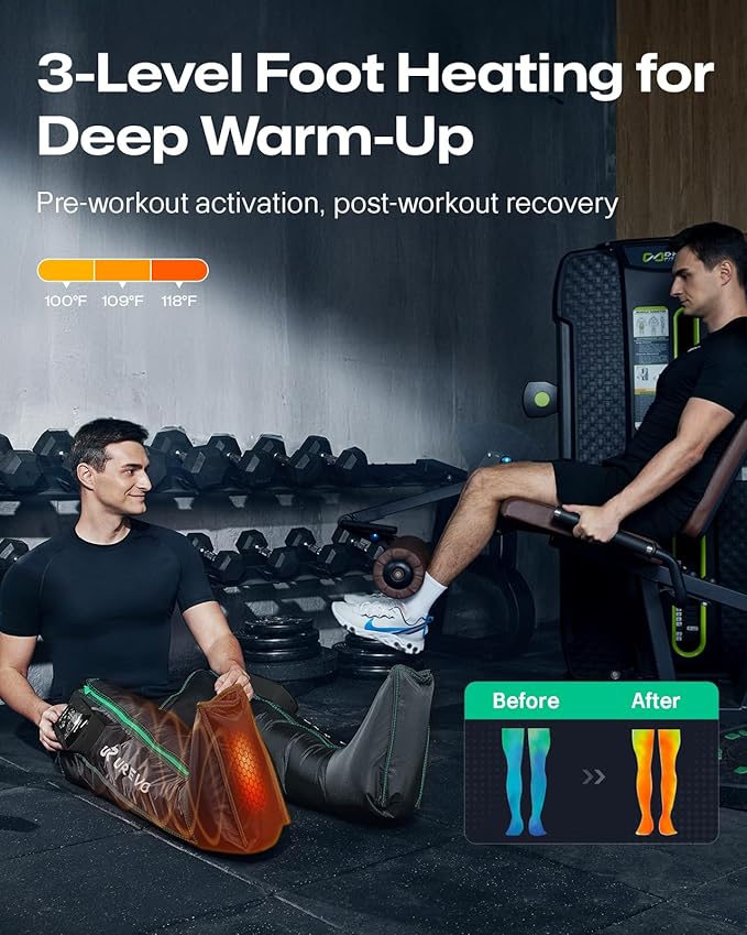 UREVO Smart Leg Recovery PT Pro, AI-Powered Tech Rechargeable Air Compression Massager Boots for Circulation, Smart Pain Senser and Foot Muscle Recovery to Athletes After Summer Sports, Black - Bloomnest