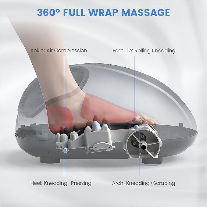 Breo Foot Massager with Heat, Deep Tissue Kneading, Shiatsu Massage Machine for Relax, Relieve Foot Pain, Plantar Fasciitis, Fits Feet Up to Men Size 12, Mother's Day Gift - Bloomnest