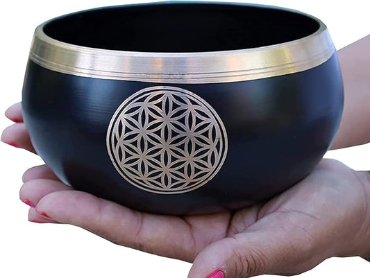 Tibetan Flower Of Life Singing Bowl Mallet Cushion Set ~ For Meditation, Yoga, Spiritual Healing and Mindfulness ~ Extra Large DharmaObjects