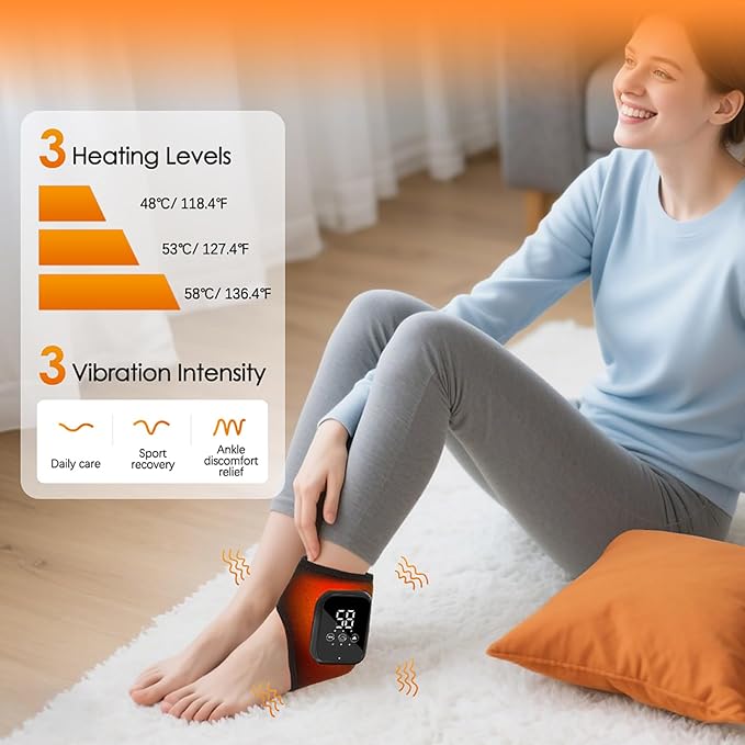 Triple Method Foot Massager with Heat & Enhanced Vibration, for Neuropathy Comfort and Circulation, Portable Home Massage for Pain Relief, Auto Shut-Off, Home Travel Use (Black*2) - Bloomnest