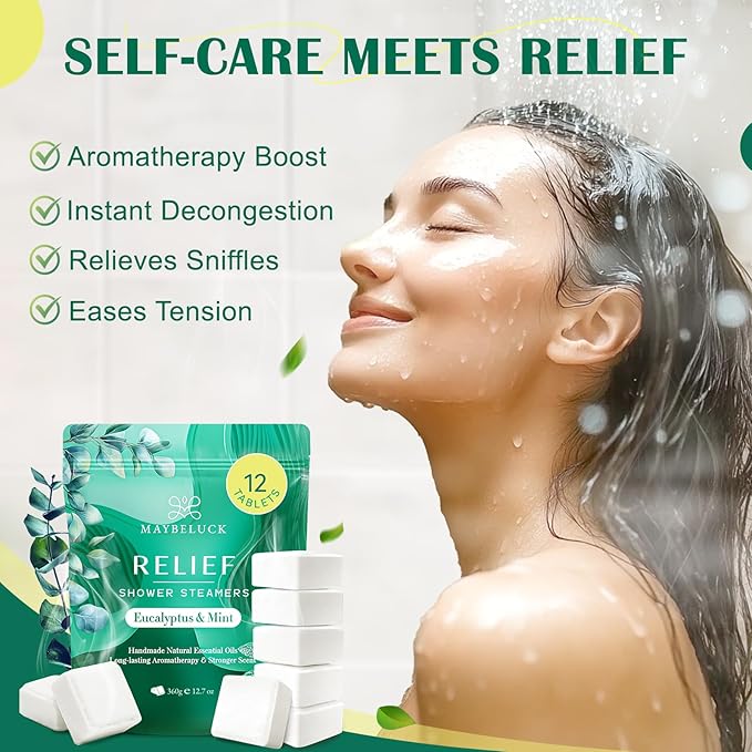 Eucalyptus Mint Shower Steamers 12 Pack - Eucalyptus for Shower, Aromatherapy Valentines Day Gifts for Women & Men, Made with Natural Ingredients & Essential Oil