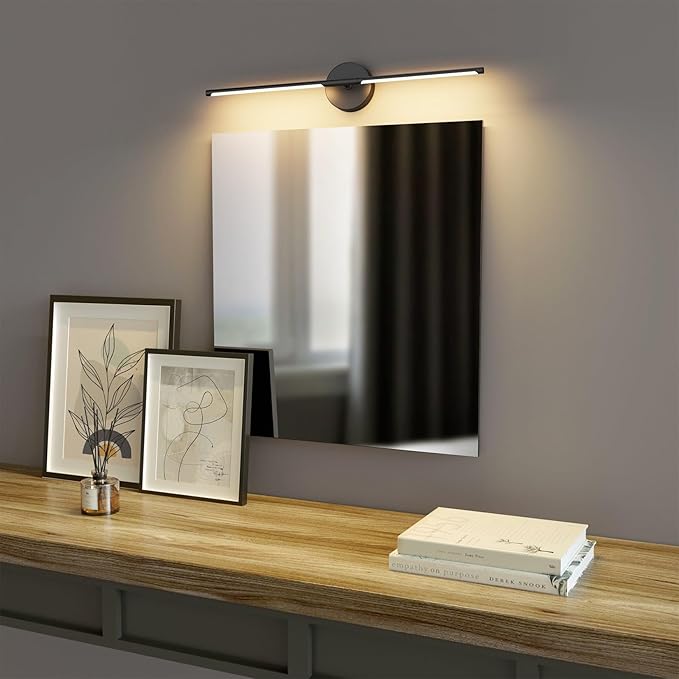 Black Wall Sconce for Bathroom 28In Hardwired Vanity Light Fixture 3000K Indoor Bathroom Sconce Over Mirror 360° Rotate for Living Room - Bloomnest