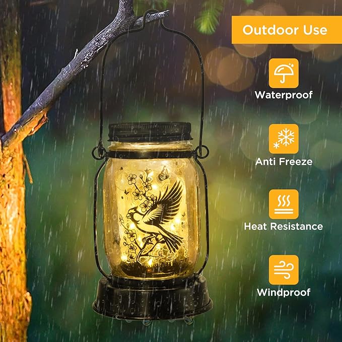 kyoryuger Cardinal Gifts for Women/Men Cardinal Solar Lanterns Mom Grandma Birthday Present Lantern Memorial Lights Solar Garden Decoration Outside for Yard, Patio,Backyard,Porch Torches - Bloomnest