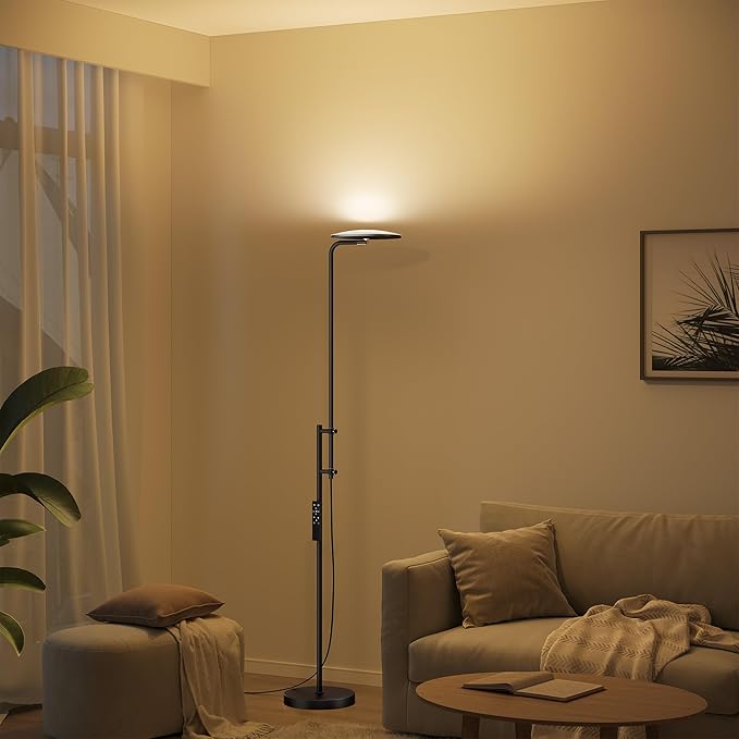 SUNMORY 32W/3000LM Floor Lamps, Super Bright LED Standing Lamp with Remote Control, Adjustable Tall Lamp with 350°Rotating Head, Modern Dimmable Torchiere Corner Lamp for Living Room, Bedroom, Office - Bloomnest