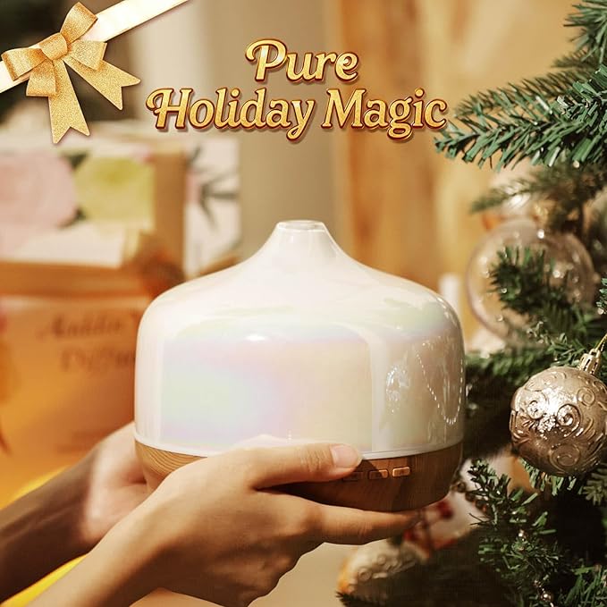 Porseme 500ml Glass Essential Oil Diffuser Aromatherapy Ultrasonic Cool Mist Humidifier 15-21 Running Hours Waterless Auto-Off Air Diffusers for Sleeping Yoga Office Working Spa and Rest (White Jade) - Bloomnest
