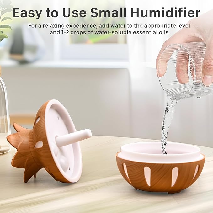 330ml Essential Oil Diffuser, Small Humidifiers for Bedroom with USB Charging, LED Lights, 2 Filter Sticks, Portable Wood Grain Quiet Aromatherapy Mist Diffusers, Home Decor, Gifts Bloomnest