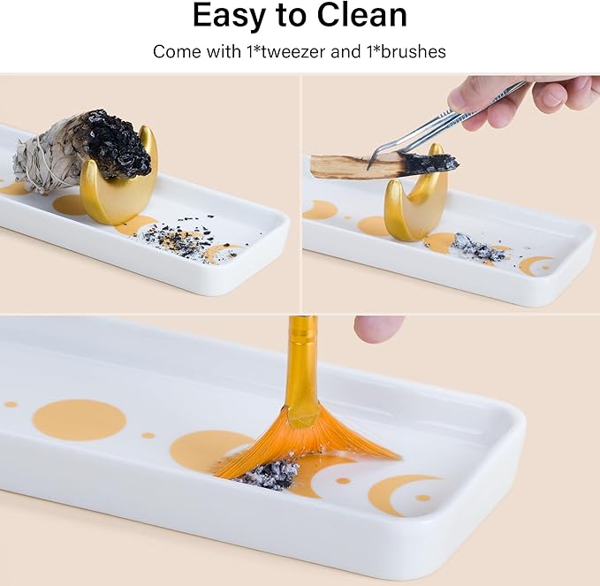 ZenBless Incense Holder Multifunction Incense Burner for Burning Palo Santo,Sage Smudge, Incense Sticks,Handcrafted Ceramic Moon Phase Insence-Stick Holder, Ideal for Spiritual Meditation Yoga Gift - Bloomnest