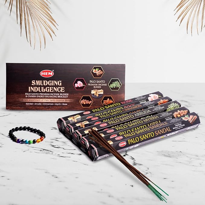Hem Smudging Indulgence Masala Gift Pack Incense Sticks | Natural Fragrance of Sandalwood for Positivity | Smudge Healing Incense for Stress Relief & Cleansing | Gift Set - Pack of 12 (15 GMS Each) HEM