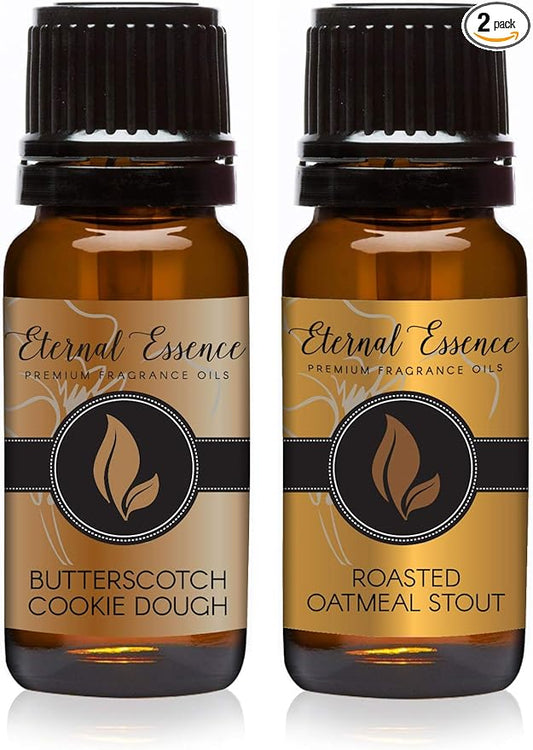 Eternal Essence Oils 2 Pack 10ml Premium Fragrance Oil - Roasted Oatmeal Stout & Butterscotch Cookie Dough - for Candle, Soap Making, Aromatherapy, Diffusers, Home Care, & Humidifiers EternalEssenceOils