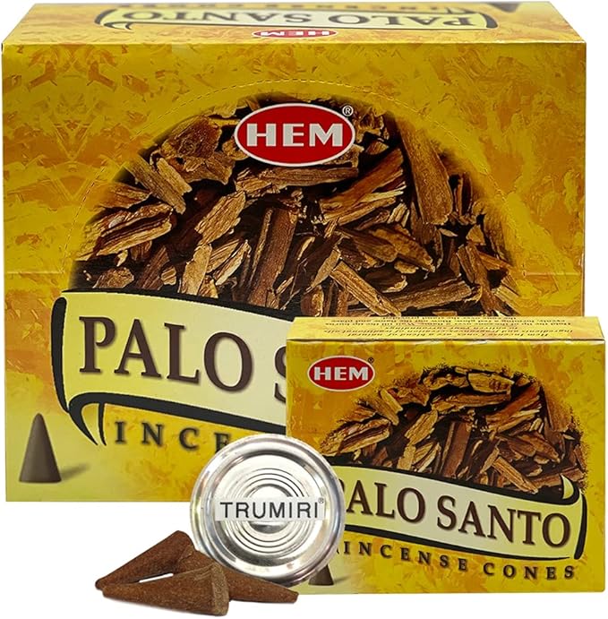 Palo Santo Incense Cones and Burner Holder Bundle from Hem Incense Trumiri for Smudging and Aroma TRUMIRI