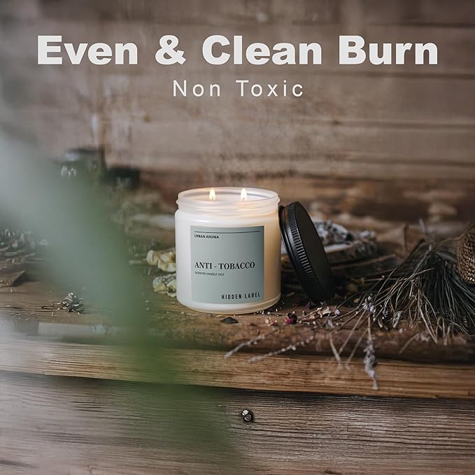 Hidden Label Anti Tobacco Fall Candls, 12oz 2 Wick Non Toxic Candles for Home Scented, Natural Soy Wax Clean Burning Aromatherapy Candle, 70H Long Lasting for Stress Relief & Relaxation Gifts - Bloomnest