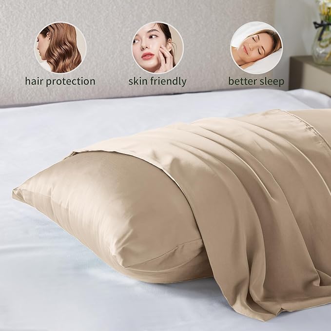 Silk Pillow Cases for Hair and Skin Mulberry Silk Pillowcase Soft Breathable Smooth Both Sided Natural Silk Pillowcase with Zipper Beauty Sleep Silk Pillow Case 1 Pack for Gift (Queen, Champagne) - Bloomnest