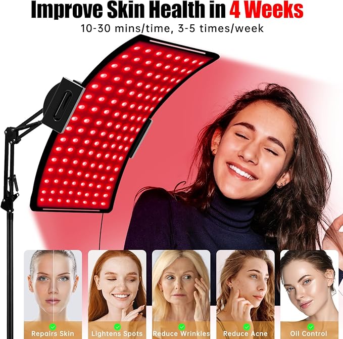 Red Light Therapy Lamp 10-in-1 with Stand & Belt, 660nm Red Light and 850nm Near Infrared, Face & Body Care Device for Skin & Muscle Recovery YOEYOU