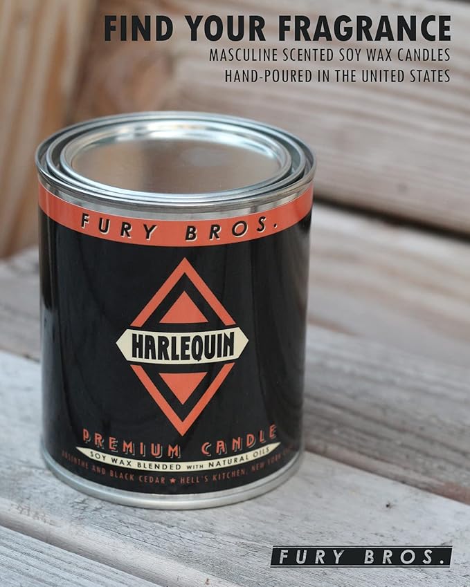 Long-Burning, One-Pint Premium Candles for Men | Vintage Inspired Oil Can Design | Lexington - Kentucky Bourbon & Oak | Soy Wax, Vegan Friendly, Made in The USA | Fury Bros. | Classically Cool - Bloomnest