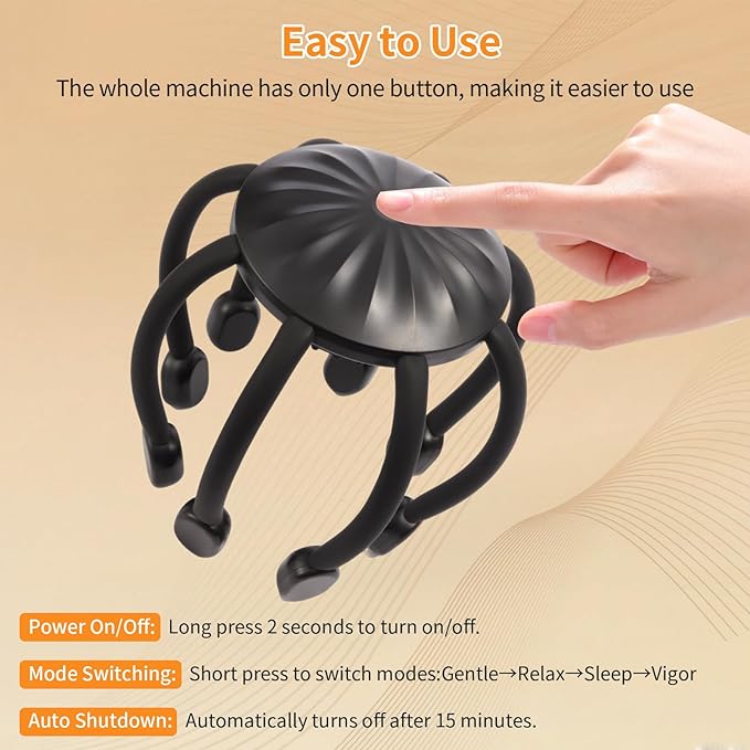 Hands-Free Scalp Massager, Electric Octopus Head Massager, Wearable Multi-Point Vibration Scalp Massager, Quiet & Lightweight for Work, Gaming & Relaxation, Tech Gifts for Men Women Bloomnest